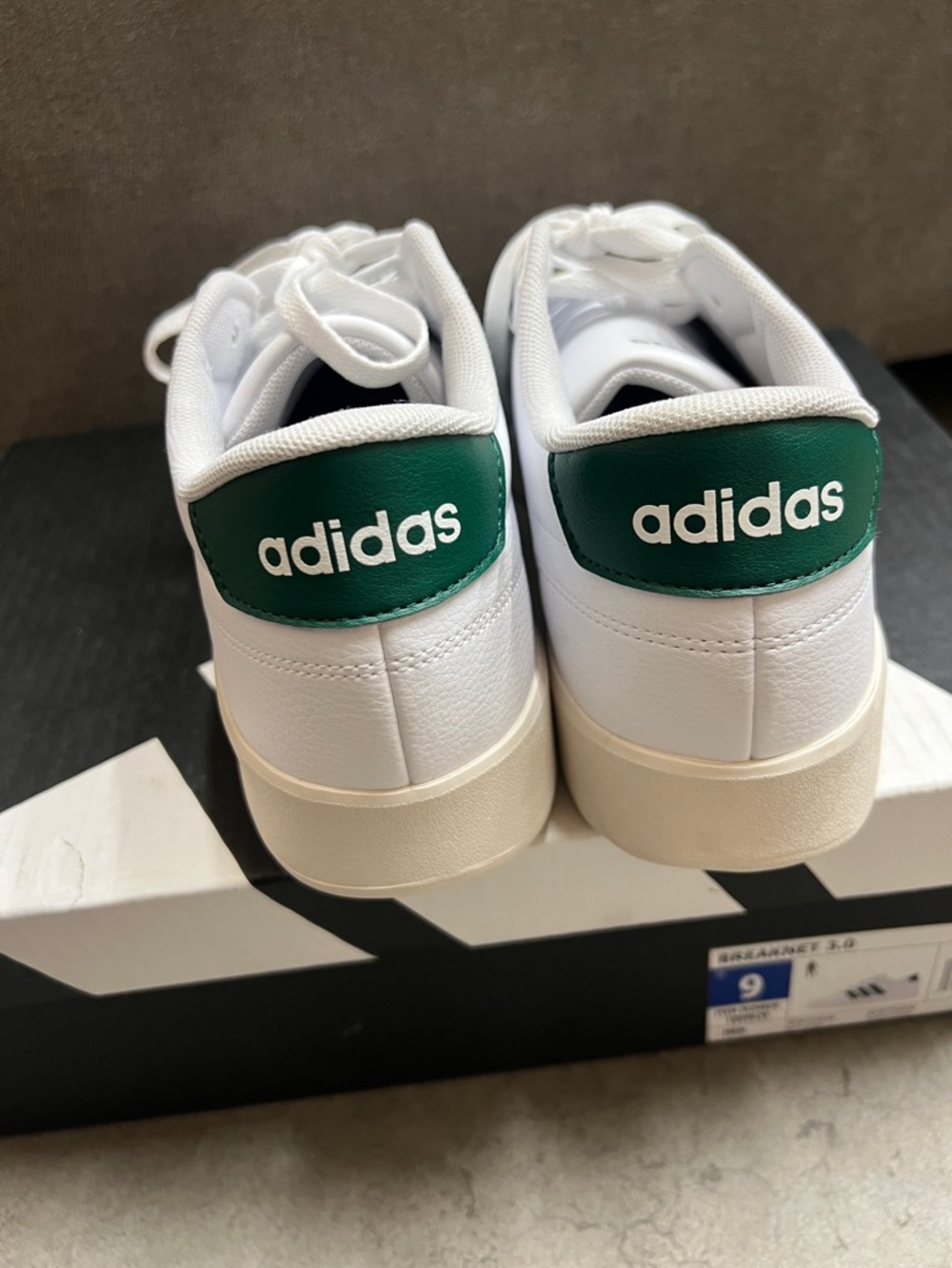 adidas White Sneakers with Green Three-Stripes - Picture 5 of 6